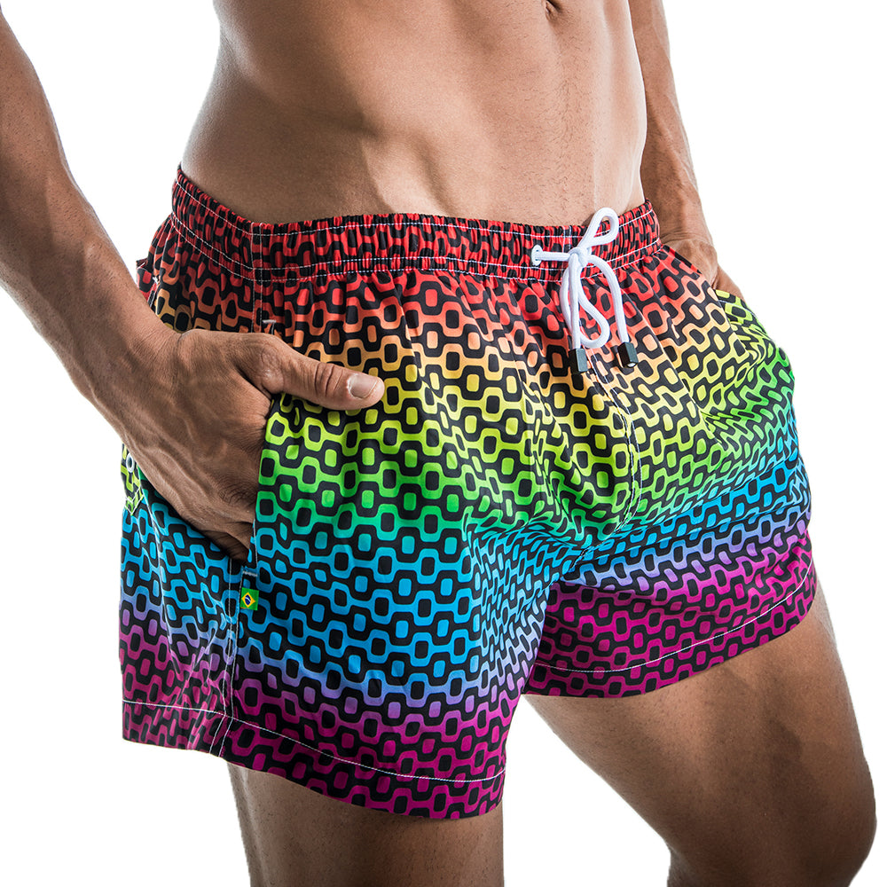 CA-RIO-CA VOLLEY MINI PAVEMENT IPANEMA PRIDE SHORTS - Rainbow Men&#39;s Swim Trunks - CLEARANCE / FINAL SALES