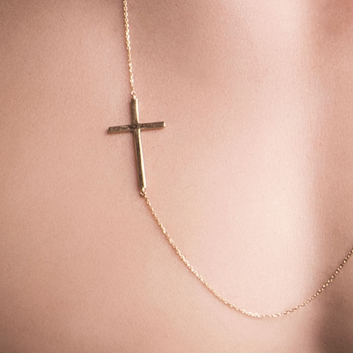 Men's sideways 2025 cross necklace