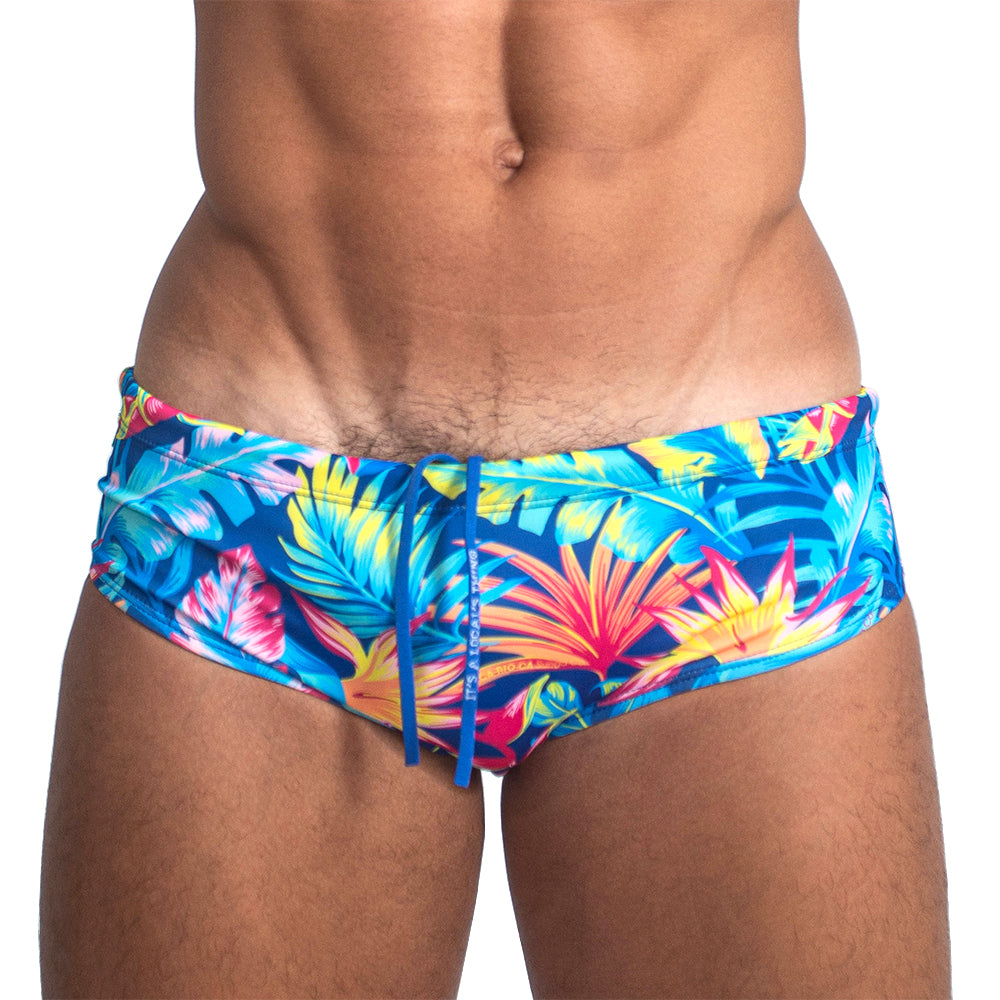 Leme Floral Print Men&#39;s Designer Swimwear - Men&#39;s Swimming Sunga
