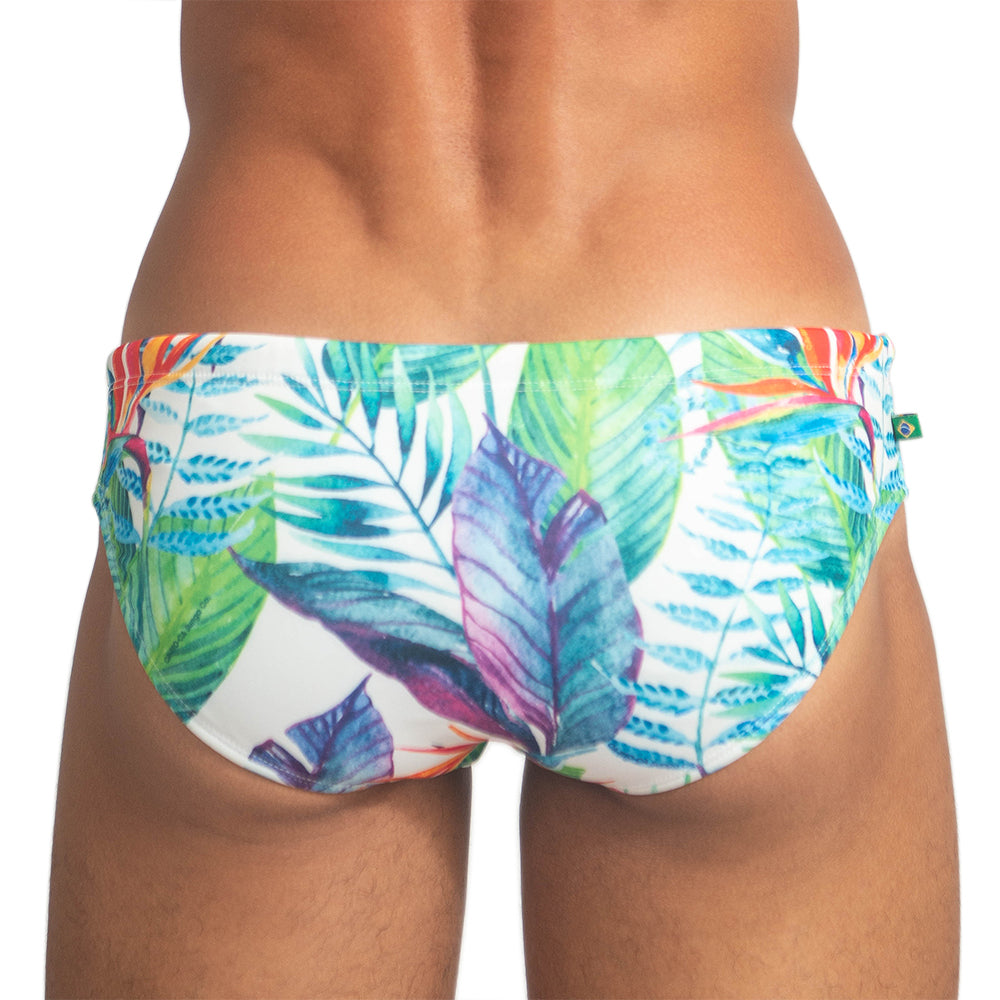 Paraíso Floral Print Men's Designer Swimwear - Men's Swimming Sunga