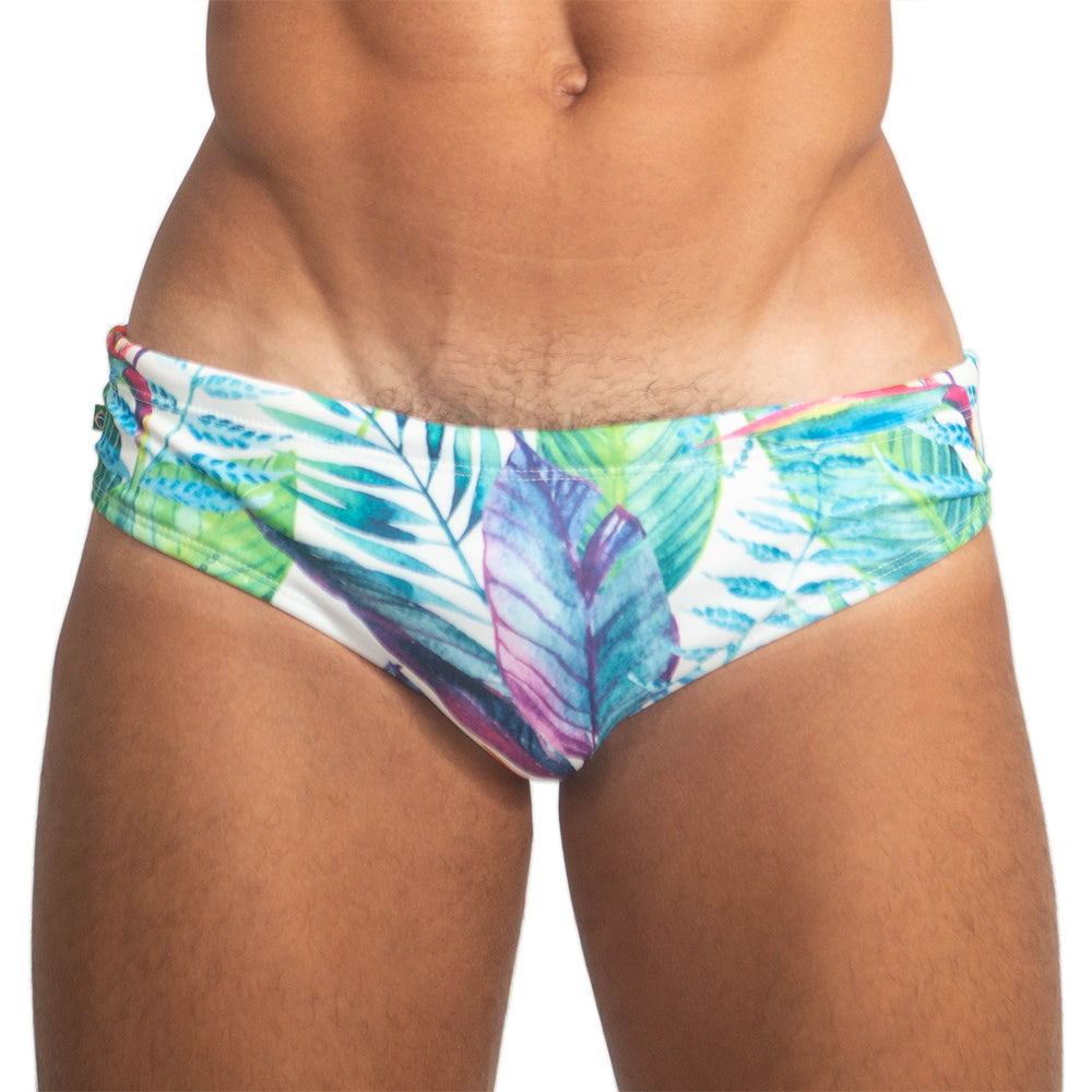 Paraíso Floral Print Men&#39;s Designer Swimwear - Men&#39;s Swimming Sunga