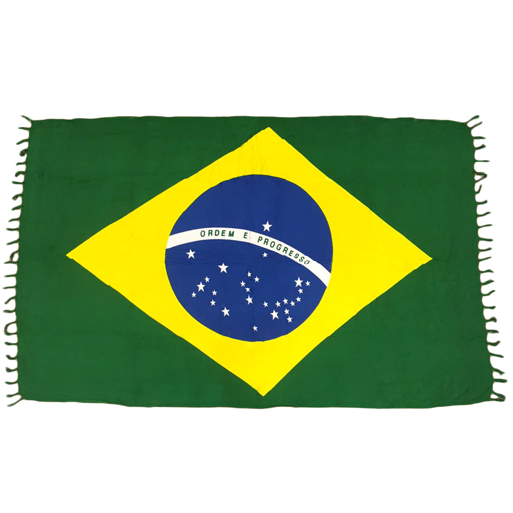 BANDEIRA DO BRASIL CANGA - Verde, Amarelo, Azul e Branco - Toalha de Praia Brasileira (Sarong/Pareo)