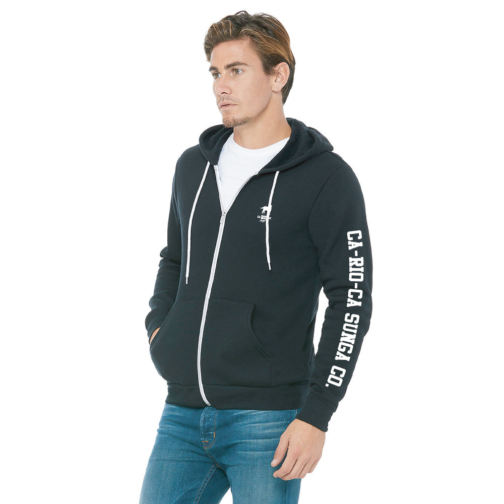 CA-RIO-CA Sunga Co. GRAY & WHITE Crest Logotipo Zip Up Hoodie - CLEARANCE / FINAL SALES